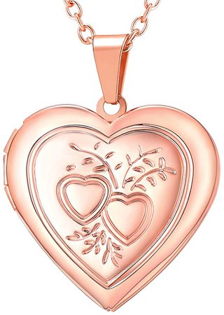 Amazon.com: U7 Women Girls 18K Gold Plated Heart Photo Locket Pendant Necklace, 22" Chain: Clothing