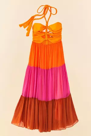 Warm Color Blocking Maxi Dress – FARM Rio