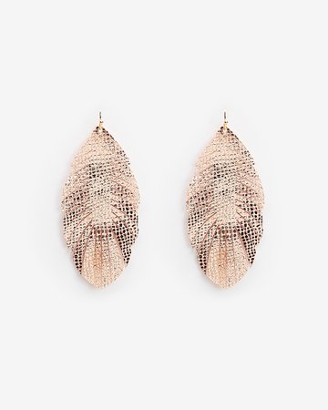 Metallic Feather Fabric Drop Earrings | Express
