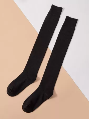 Solid Over Knee Length Socks | SHEIN EUR