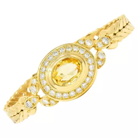 Cartier Georges L'Enfant 8.28 Carats Yellow Sapphire Diamond 18 Karat Bracelet For Sale at 1stDibs | aguti design