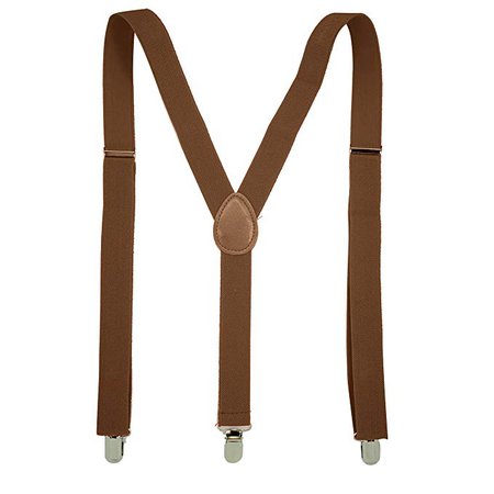 Suspenders For Men - Stylish 1" Width - Comfortable Y-Back Style with Elastic Straps (BrownRust7691) at Amazon Men’s Clothing store: