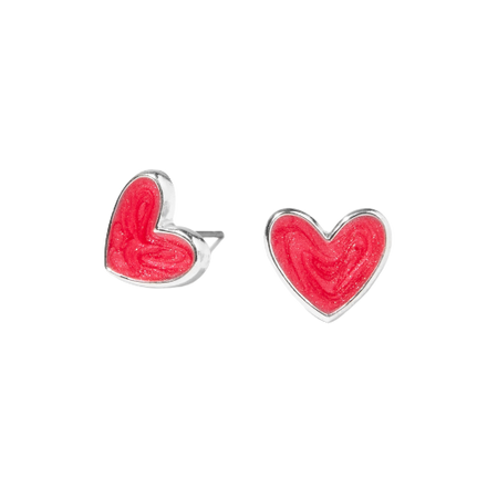 Claire's Pink Heart Silver Stud Earrings