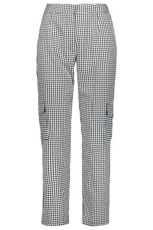 Woven Tapered Gingham Cargo Pant | Boohoo grey