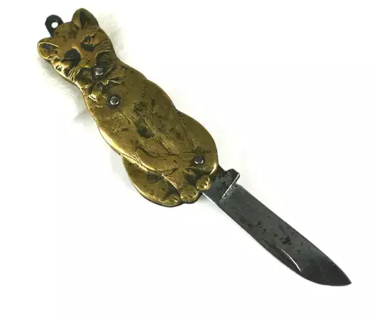 French Victorian Cat Pen Knife For Sale at 1stDibs