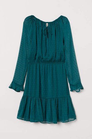 Short Chiffon Dress - Green