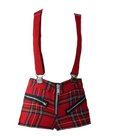 plaid shorts n suspenders
