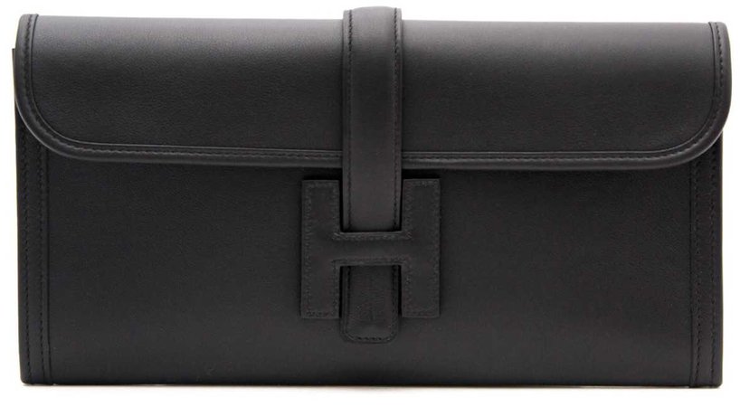 hermès black leather clutch