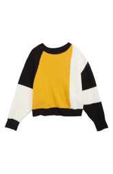 Yellow, white and black color blocked sweatshirt