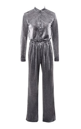 Clothing : Jumpsuits : 'Beatriz' Silver Black Sparkly Jumpsuit