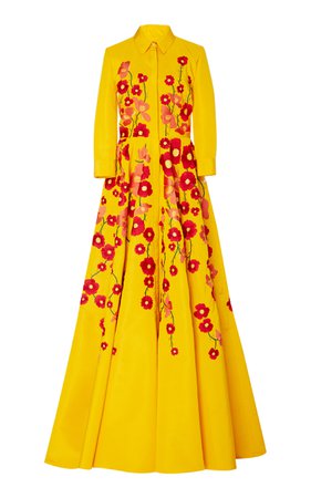 Floral-Embroidered Silk-Taffeta Gown by Carolina Herrera | Moda Operandi