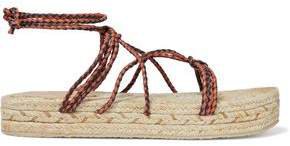 Braided Leather Platform Espadrille Sandals
