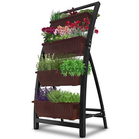Amazon.com: 6-Ft Raised Garden Bed - Vertical Garden Freestanding Elevated Planter with 4 Container Boxes - Good for Patio or Balcony indoor and outdoor - Cascading Water Drainage to Grow Vegetables Herbs Flowers: Garden & Outdoor