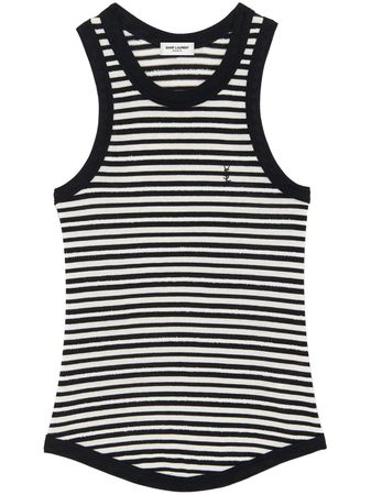 Saint Laurent logo-embroidered Striped Tank Top - Farfetch