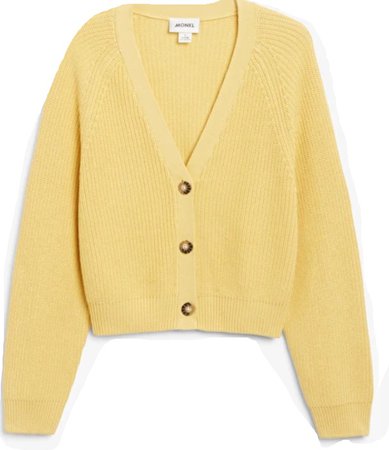 yellow knitted cardigan