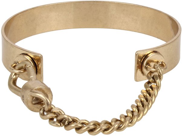 Brass Cuff Bracelet with Swag Chain