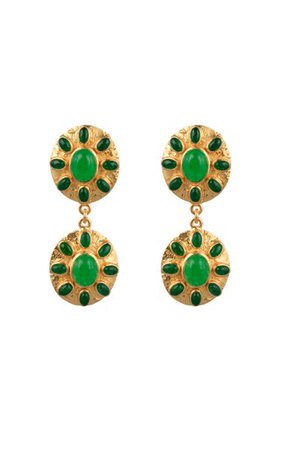 Gold-Plated Flourish Jade Earrings By Valére | Moda Operandi