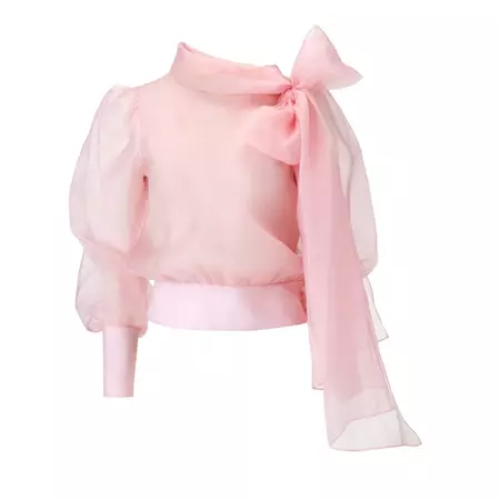 Flawless Pink Bow Organza Blouse | LITA COUTURE | Wolf & Badger