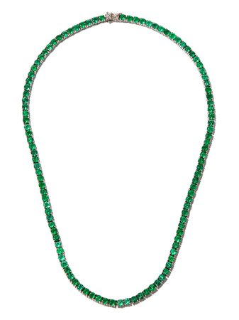 Shop Hatton Labs 18K White Gold & Emerald tennis necklace