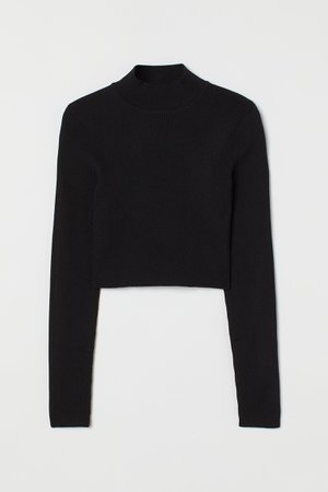 Knit Crop Top - Black - Ladies | H&M US