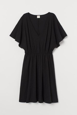 Butterfly-sleeved Jersey Dress - Black - Ladies | H&M US