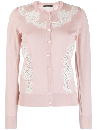 Shop pink Dolce & Gabbana lace insert cardigan with Express Delivery - Farfetch