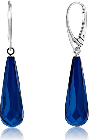 Amazon.com: Amber by Mazukna - Blue Earrings for Women - Sparkle Gemstone Earrings, Silver ag925 Clasp, Dangle Semi-Precious Women's Jewelry (Silver): Clothing, Shoes & Jewelry