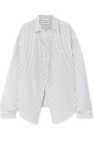 Balenciaga | Swing oversized embroidered striped cotton-poplin shirt | NET-A-PORTER.COM