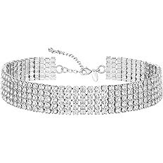 Amazon.com: Zealmer Women Clear Rhinestone 8 Row Stretch Bracelet Silver Tone(small): Clothing, Shoes & Jewelry