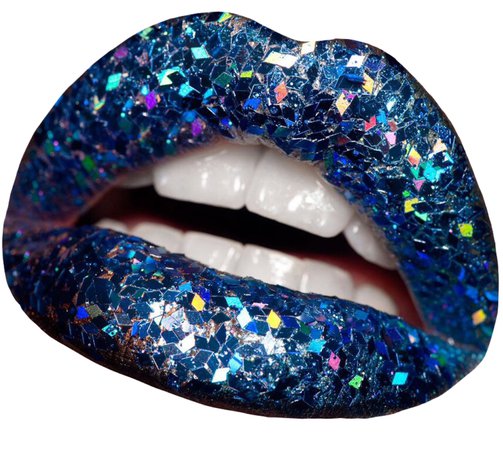Blue Glitter Lips
