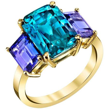 Blue Zircon and Tanzanite Ring For Sale at 1stdibs