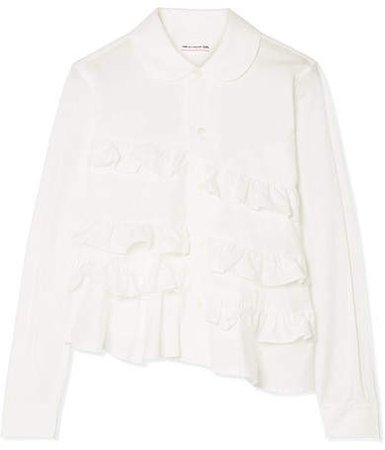 Ruffled Cotton-poplin Shirt - White
