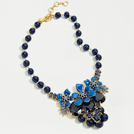 J.Crew: Pavé Winter Flower Cluster Necklace blue