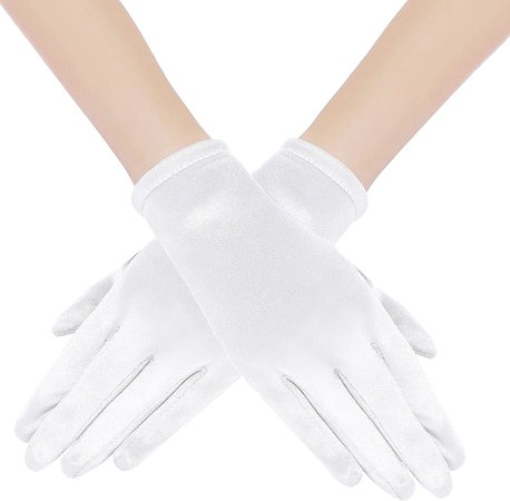 BABEYOND Short Opera Satin Gloves Wrist Banquet Gloves Tea Party Dancing Gloves : Clothing, Shoes & Jewelry
