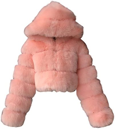 Amazon.com: Short Faux Fur Coat for Women Open Front Crop Hooded Shaggy Warm Elegant Long Sleeve Winter Furry Jacket : Clothing, Shoes & Jewelry