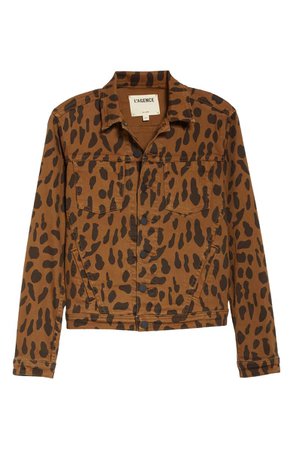 L'AGENCE Celine Cheetah Print Denim Jacket | Nordstrom