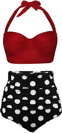 Amazon.com: Angerella Floral Push Up Bikini Halter 2 Piece Underwire Swimsuits for Women Red,XL : Clothing, Shoes & Jewelry