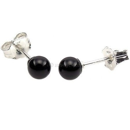 4mm Natural Black Onyx Ball Stud Post Earrings, Solid 925 Sterling Silver, Small Minimalist Earrings, Tiny Petite, Black Stud Earrings | Wish