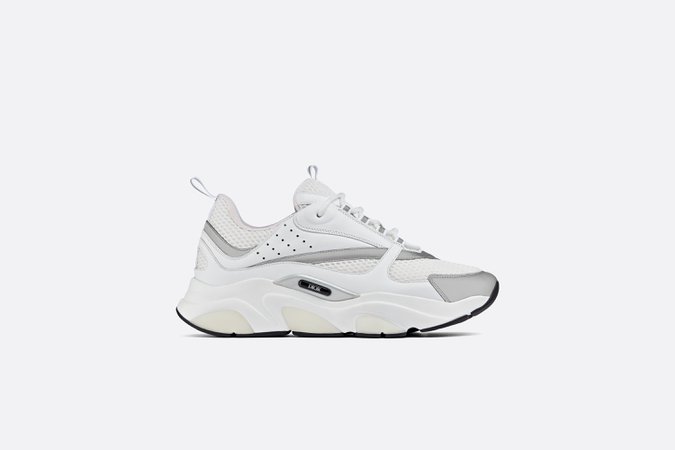 B22 Sneaker White Technical Mesh with White and Silver-Tone Calfskin | DIOR