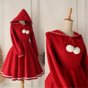 Ladies Victorian Lolita Gothic Palace Winter Warm Christmas Hoodwinked Dress | eBay