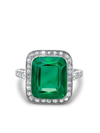 Pragnell Vintage Platinum Edwardian Colombian Emerald And Diamond Ring - Farfetch
