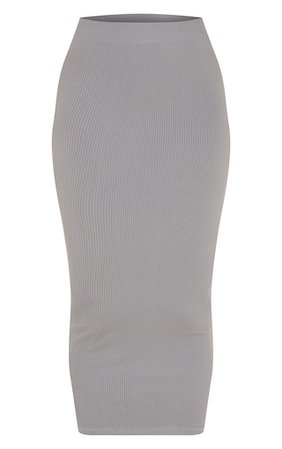 Dark Grey Structured Contour Rib Maxi Skirt | PrettyLittleThing USA