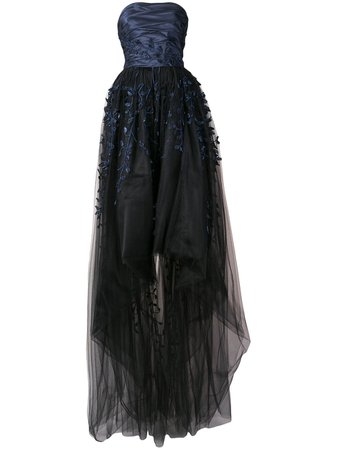 Oscar De La Renta Strapless Embroidered Tulle Gown Ss19 | Farfetch.Com