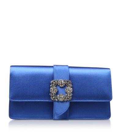 Manolo Blahnik MID BLUE Capri Clutch Bag | Harrods.com