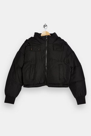 Black Cropped Padded Puffer Jacket | Topshop