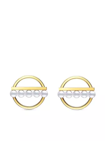 TASAKI 18kt Yellow Gold Collection Line Balance Divine Akoya Pearl Stud Earrings - Farfetch