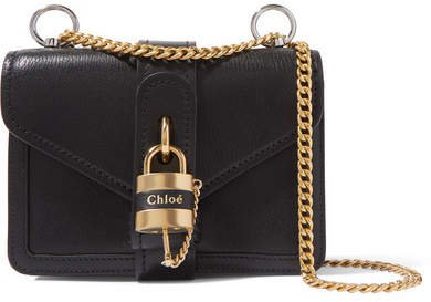 Aby Chain Mini Leather Shoulder Bag - Black