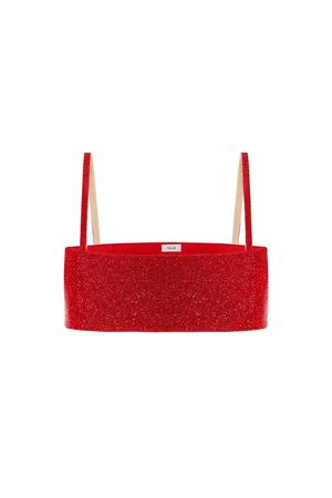 CHARLOTTE CRYSTAL-EMBELLISHED CROP TOP IN SPICY RED – CULT MIA