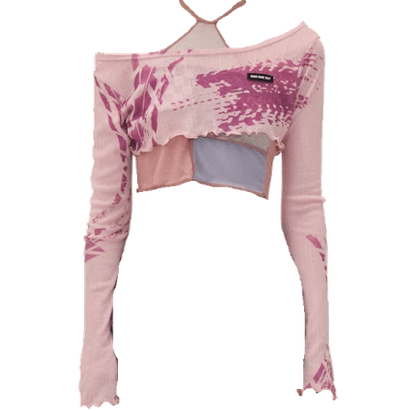 Odd One Out | Tire Crop Top Long Sleeves and Check Patch Work Top in Pink