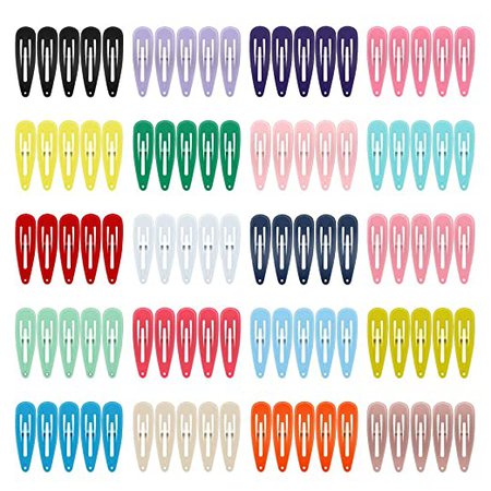 Hair Clips, ECADY (100-Pack 20 Colors) Non-Slip Snap Barrettes for Girls, Women, Kids - 2 Inch : Beauty